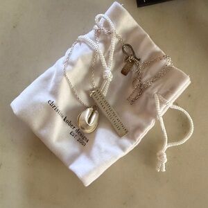 Silver fortune cookie necklace